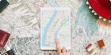 ipad with a map on it